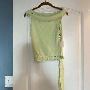 Jillian Jones small green sleeveless tie sweater NWT